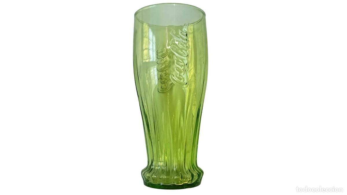 Otras Botellas y Bebidas Antiguas de colecci&oacute;n: VASO COCA-COLA EN VIDRIO VERDE - LOGO EN RELIEVE - VINTAGE A&Ntilde;OS 90/2000