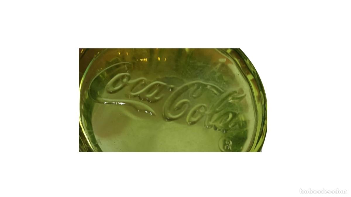 Otras Botellas y Bebidas Antiguas de colecci&oacute;n: VASO COCA-COLA EN VIDRIO VERDE - LOGO EN RELIEVE - VINTAGE A&Ntilde;OS 90/2000