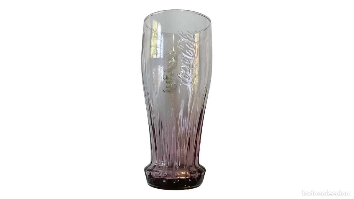 Otras Botellas y Bebidas Antiguas de colecci&oacute;n: VASO COCA-COLA FORMA DE LATA - VIDRIO LILA DIFUMINADO - LOGO EN RELIEVE - EDICI&Oacute;N 2010