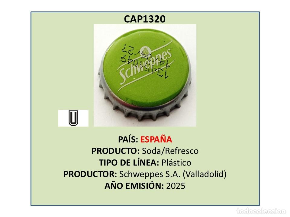 Otras Botellas y Bebidas Antiguas de colecci&oacute;n: TAPON CORONA CAPSULA CHAPA SODA/REFRESCO SCHWEPPES LIM&Oacute;N (ESPA&Ntilde;A)