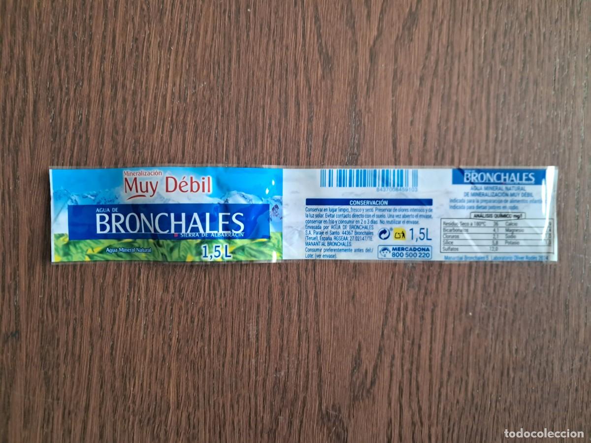 Otras Botellas y Bebidas Antiguas de colecci&oacute;n: etiqueta de botella de agua con de Bronchales, Sierra de Albarrac&iacute;n. Teruel, 1.5 litros.