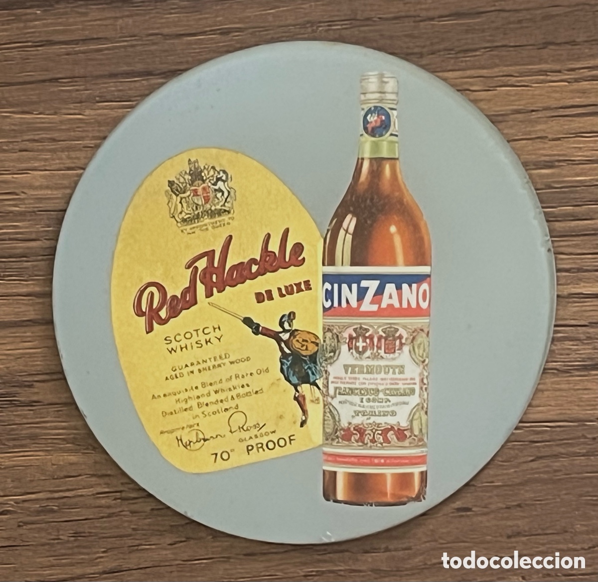 Otras botellas y bebidas antiguas de colecci&oacute;n: POSAVASOS CRISTAL: VERMOUTH CINZANO Y WHISKY RED HACKLE - PUBLICIDAD