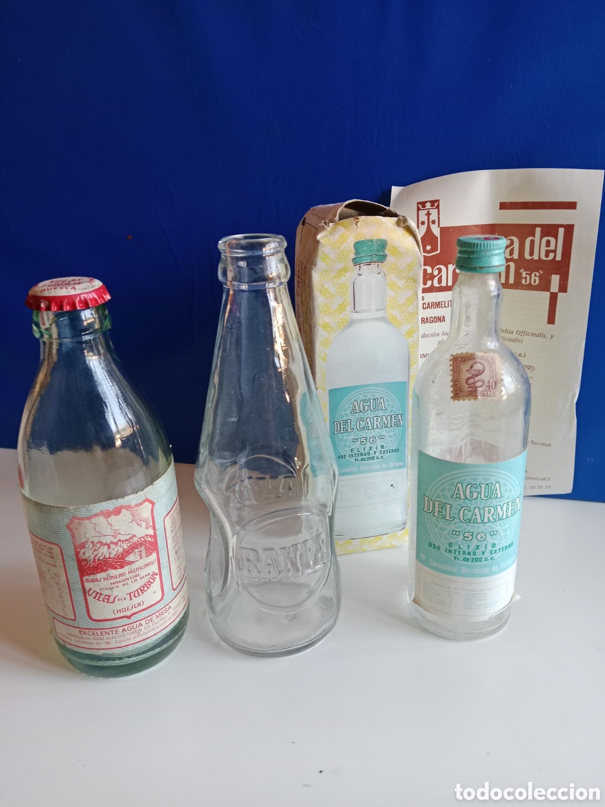 Otras botellas y bebidas antiguas de colecci&oacute;n: 3 BOTELLAS : LECHE RANIA, AGUA DEL CARMEN Y AGUAS DE TURB&Oacute;N