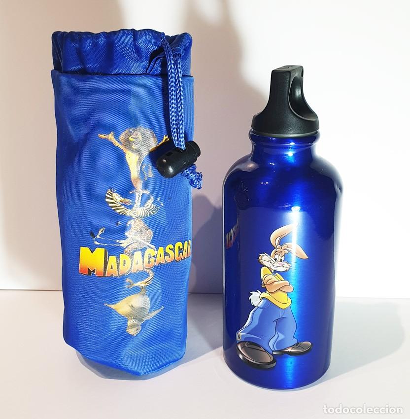 Otras botellas y bebidas antiguas de colecci&oacute;n: BOTELLA ALUMINIO NESQUIK CON FUNDA T&Eacute;RMICA MADAGASCAR DREAMWORKS. CANTIMPLORA VINTAGE A&Ntilde;OS 2000!