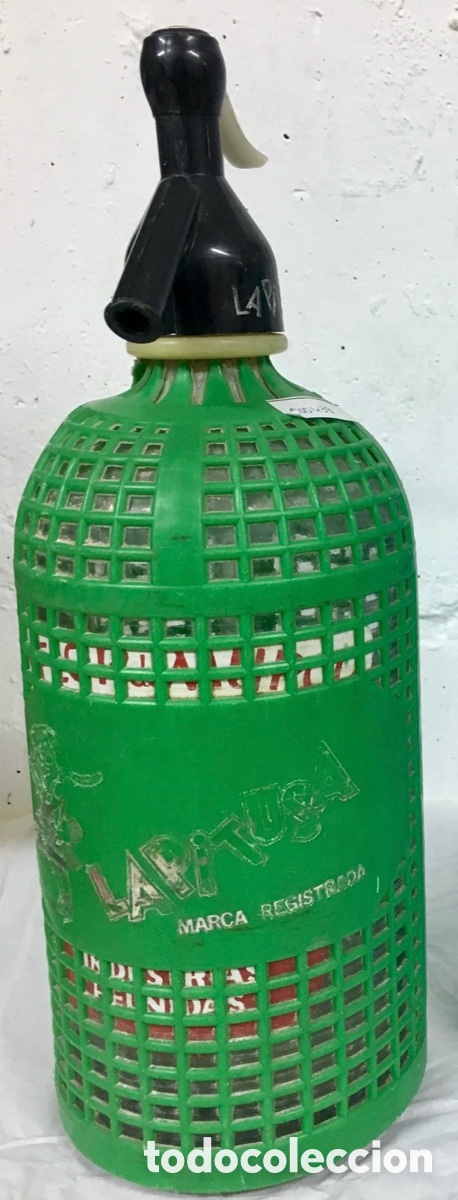 Sammeln andere Flaschen und Getr&auml;nke: Sif&oacute;n. Soda LA PITUSA. Cristal con funda de pl&aacute;stico. A&ntilde;os 60.