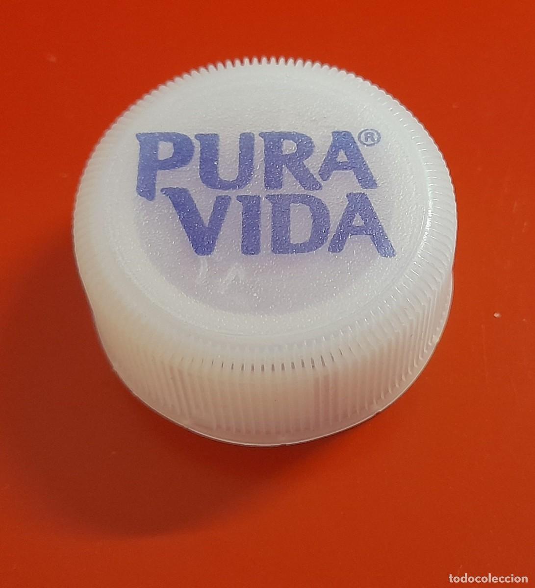 Otras botellas y bebidas antiguas de colecci&oacute;n: Tap&oacute;n Rosca Pl&aacute;stico Agua &rdquo;Pura Vida&rdquo; (Per&uacute;)