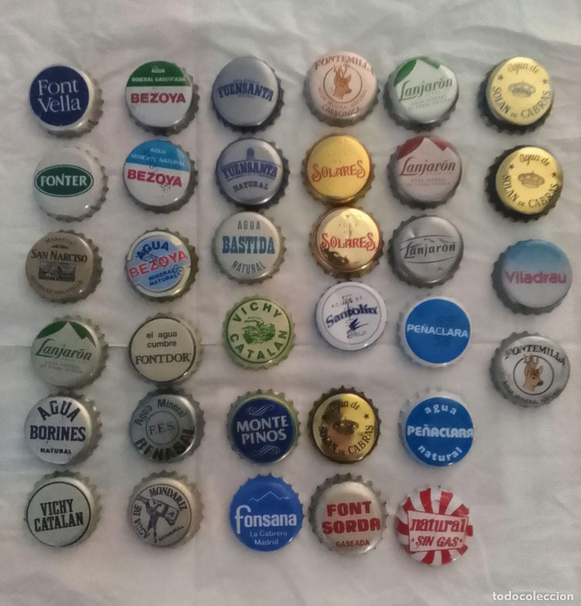 Otras botellas y bebidas antiguas de colecci&oacute;n: CHAPAS DE AGUA MINERAL, DISTINTAS MARCAS