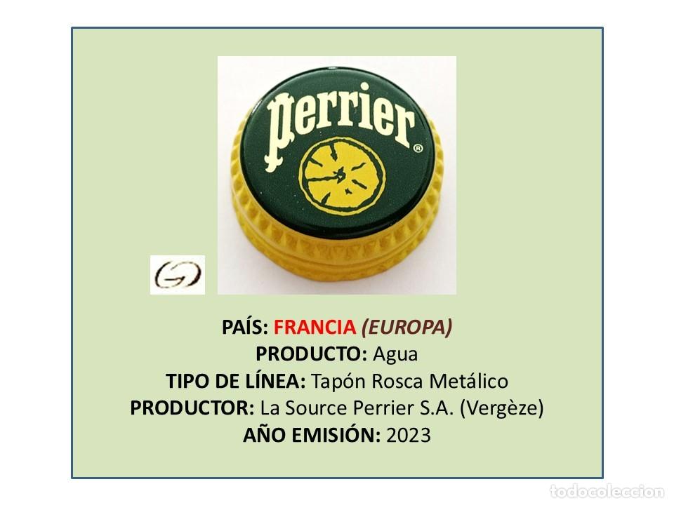 Otras botellas y bebidas antiguas de colecci&oacute;n: TAPON CORONA CAPSULA CHAPA ROSCA MET&Aacute;LICO AGUA AL LIM&Oacute;N PERRIER (FRANCIA)