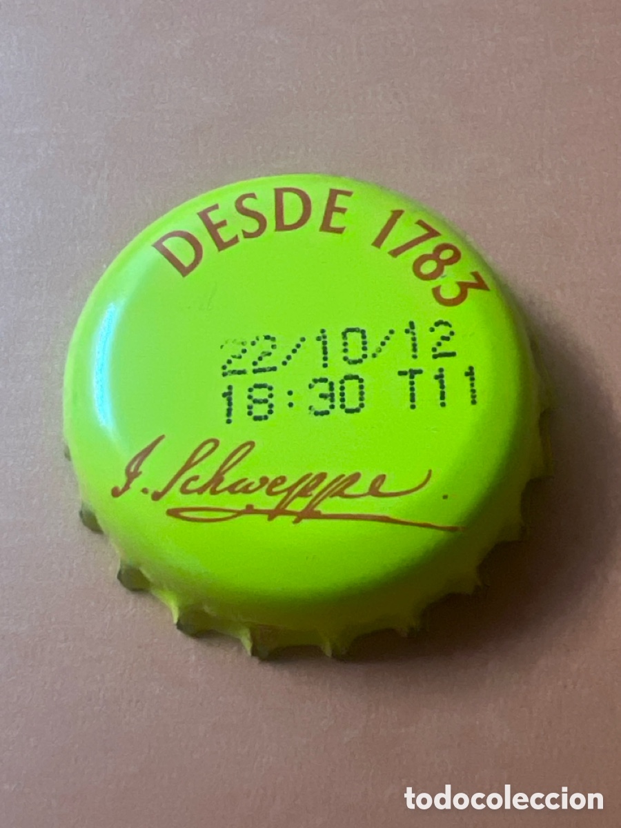 Otras botellas y bebidas antiguas de colecci&oacute;n: T4/X95/P3. Chapa T&oacute;nica Schweppes - Desde 1783