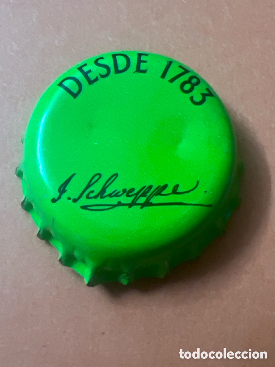 Collectionnisme d'Autres Bouteilles et Boissons : T4/X95/Q4. chapa tap&oacute;n corona de t&oacute;nica schweppes, verde.