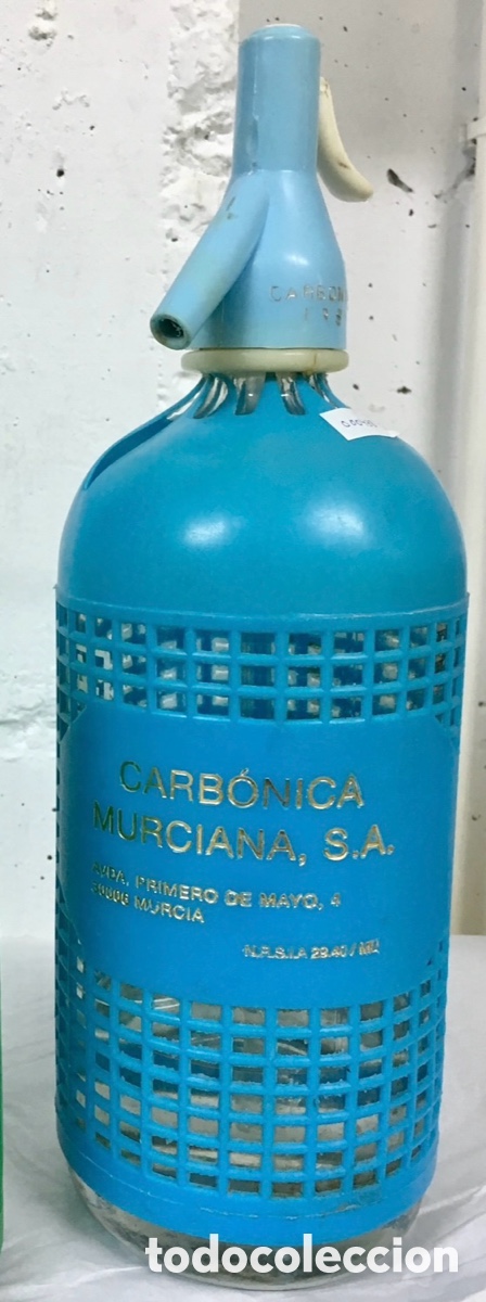 Otras botellas y bebidas antiguas de colecci&oacute;n: Sif&oacute;n. Cristal. CARBONICA MURCIANA. Murcia. Mid-Century.