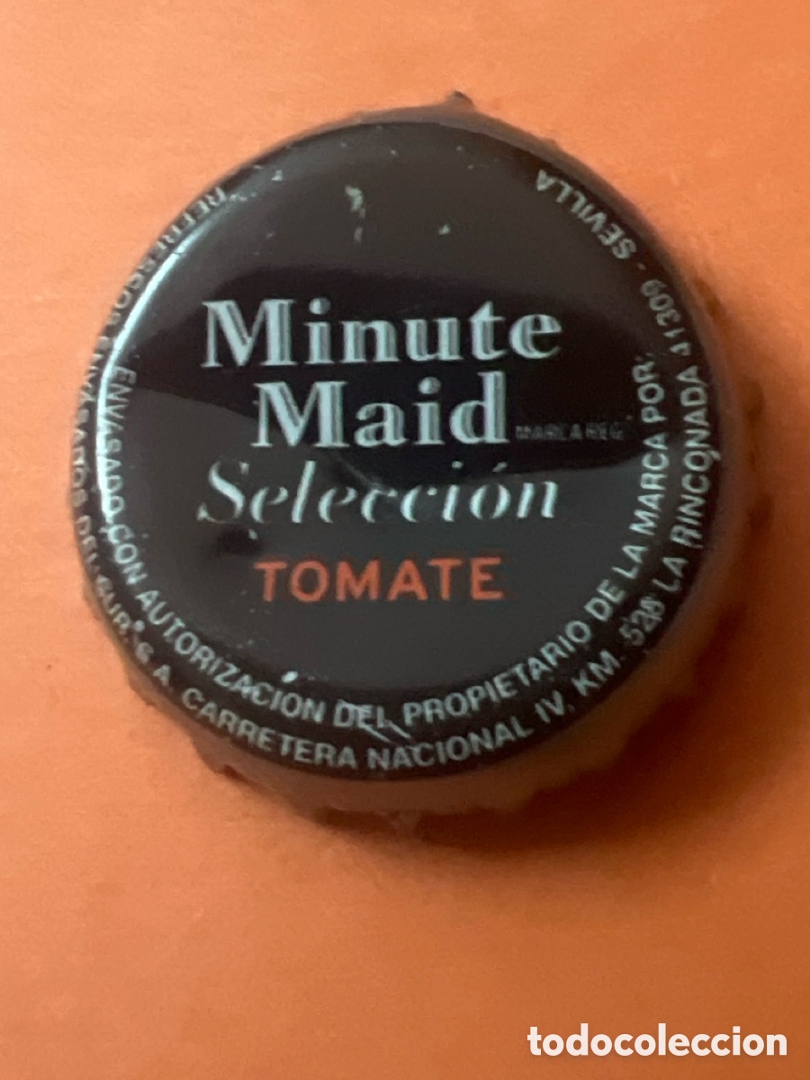 Otras botellas y bebidas antiguas de colecci&oacute;n: T4/X91/M4. CHAPA REFRESCO MINUTE MAID TOMATE