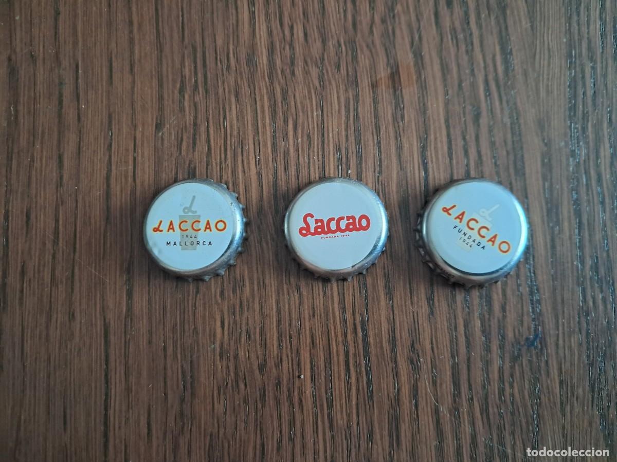 Collectionnisme d'Autres Bouteilles et Boissons : lote de 3 chapas tap&oacute;n corona de batido de chocolate laccao, t&iacute;pico de Baleares.