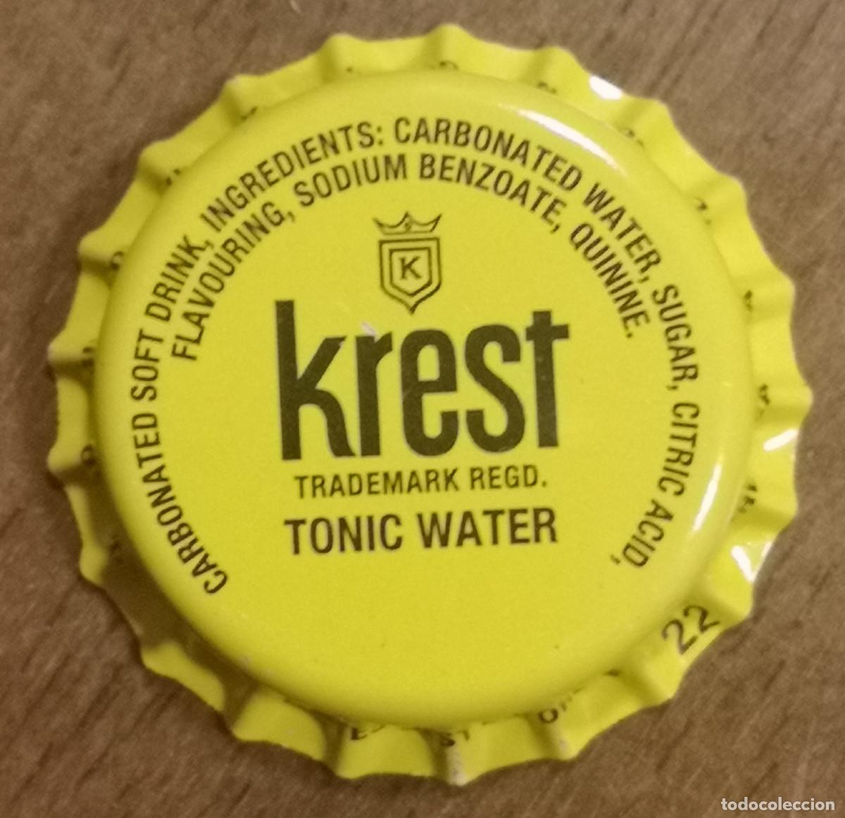 Otras botellas y bebidas antiguas de colecci&oacute;n: CHAPA TAP&Oacute;N CORONA ( nueva sin uso ) - KREST TONIC WATER ( Agua T&oacute;nica ) - AFRICA ( GHANA )