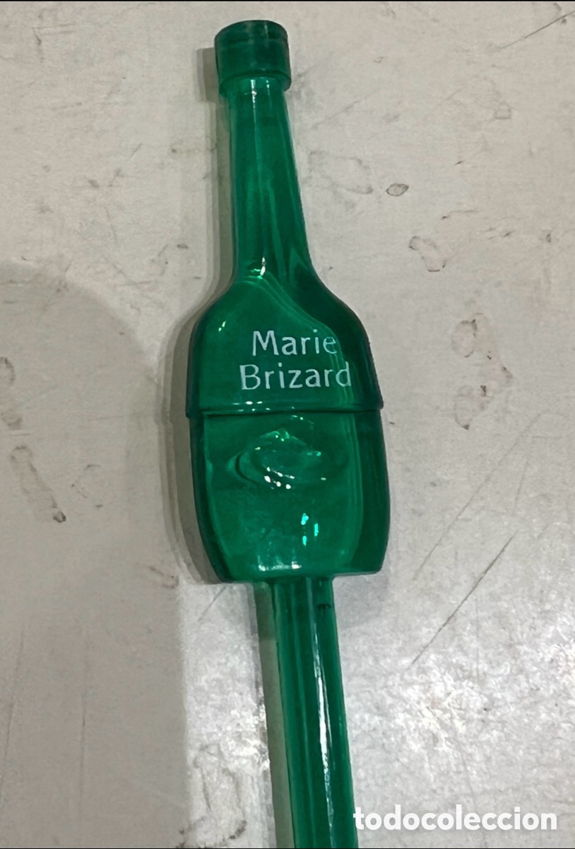 Otras botellas y bebidas antiguas de colecci&oacute;n: Agitador de Cocktel. Publicidad MARIE BRIZARD. Pl&aacute;stico. Verde.