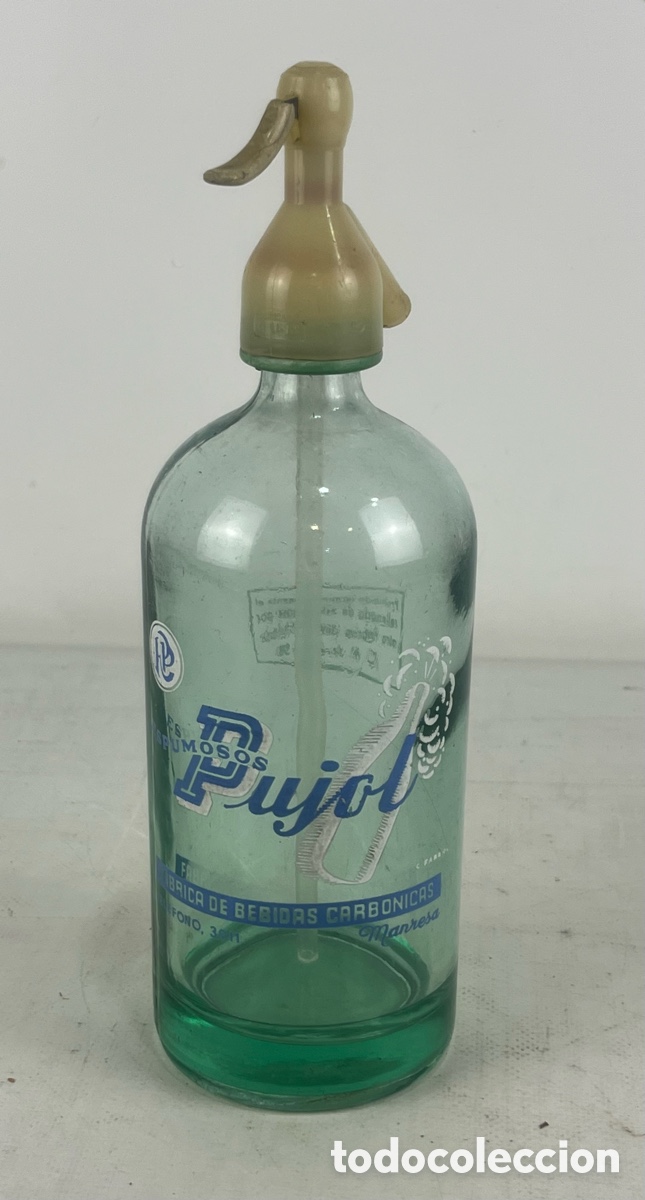 Otras botellas y bebidas antiguas de colecci&oacute;n: ESPUMOSOS PUJOL (MANRESA) - SIF&Oacute;N - FABRICA DE BEBIDAS CARBONICAS