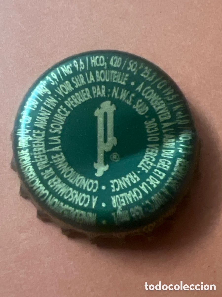 Otras botellas y bebidas antiguas de colecci&oacute;n: T4/X101/N6. Chapa Agua Mineral Carbonatada PERRIER