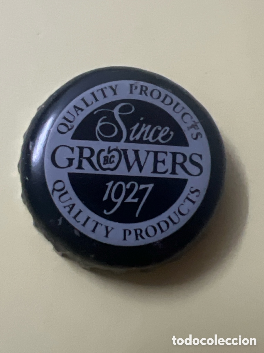 Otras botellas y bebidas antiguas de colecci&oacute;n: T4/X120/O4. CHAPA SIDRA - Growers Since 1927 Quality Products - CANAD&Aacute;