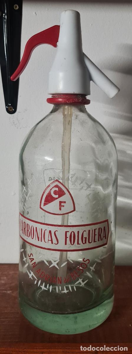 Otras botellas y bebidas antiguas de colecci&oacute;n: Antiguo sif&oacute;n carbonicas Folguera de San Adrian del Besos.