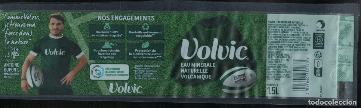 Otras botellas y bebidas antiguas de colecci&oacute;n: Francia Etiquette Eau Min&eacute;rale Naturelle Volvic Antoine Dupont Rugby RP635