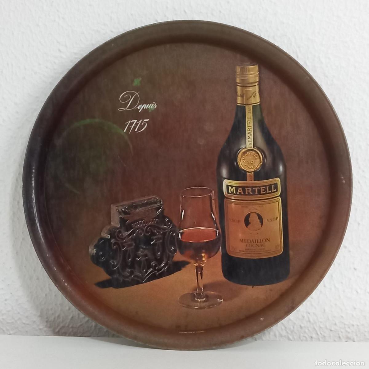 Otras botellas y bebidas antiguas de colecci&oacute;n: Bandeja met&aacute;lica publicitaria Martell &ndash; a&ntilde;os 60/70