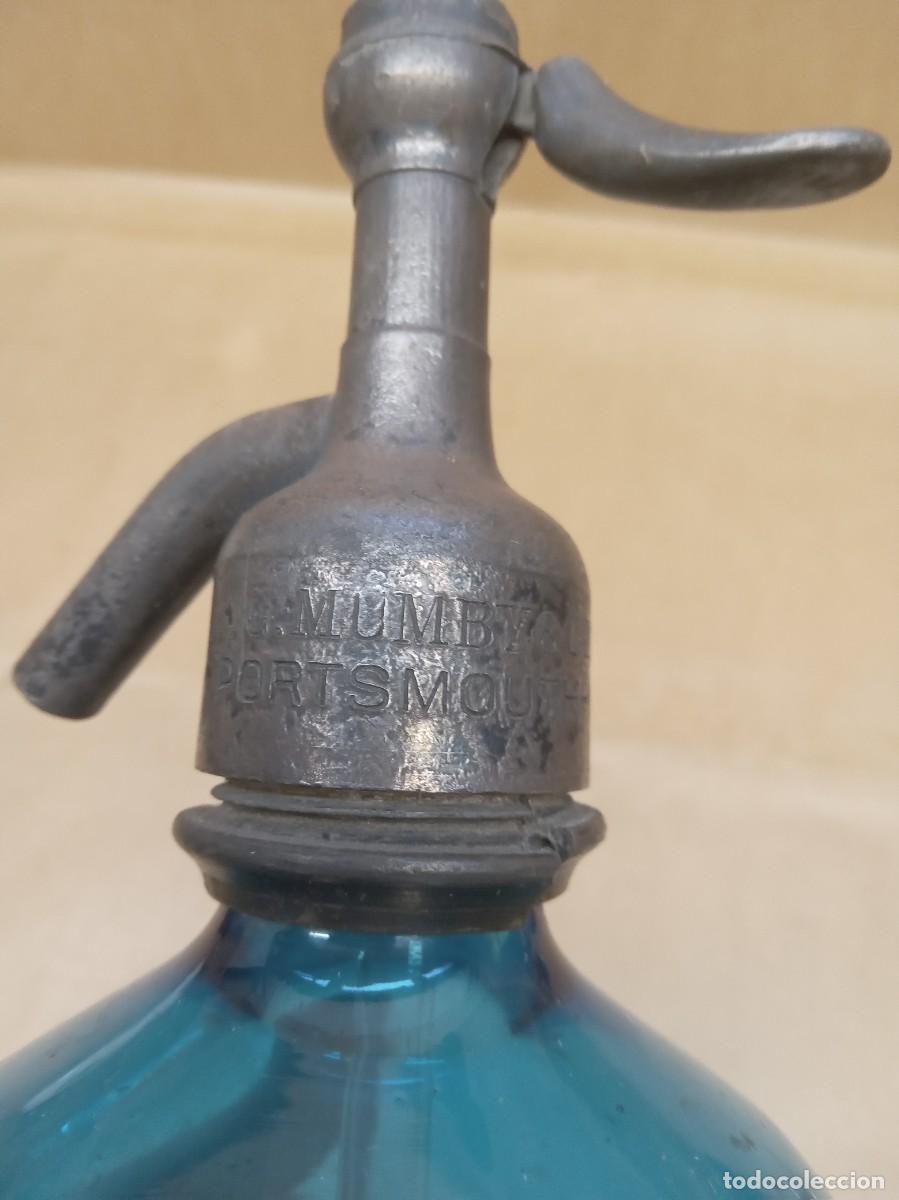 Otras botellas y bebidas antiguas de colecci&oacute;n: SIFON AZUL CABEZA DE PLOMO