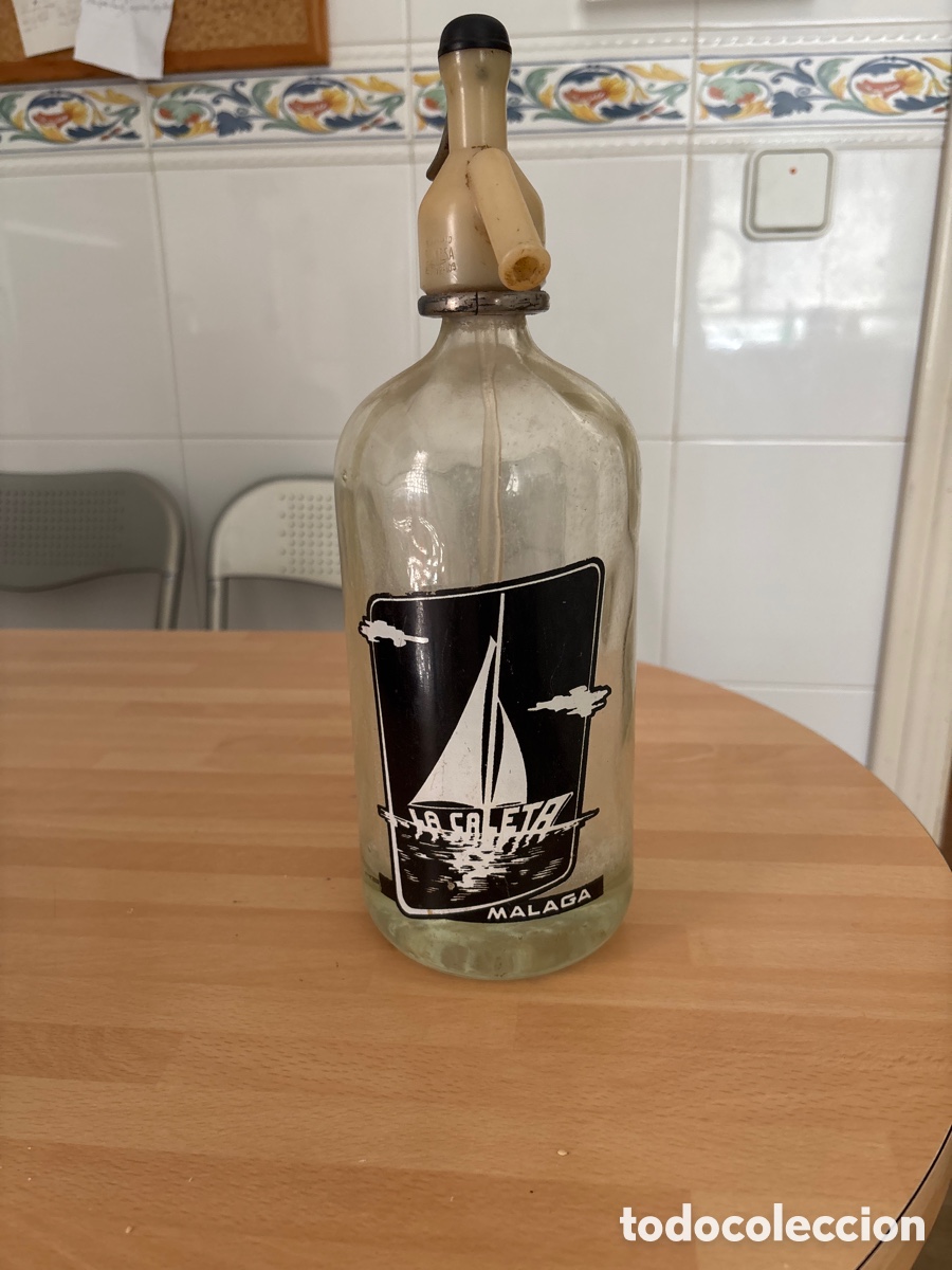 Otras botellas y bebidas antiguas de colecci&oacute;n: Sif&oacute;n LA CALETA de M&aacute;laga