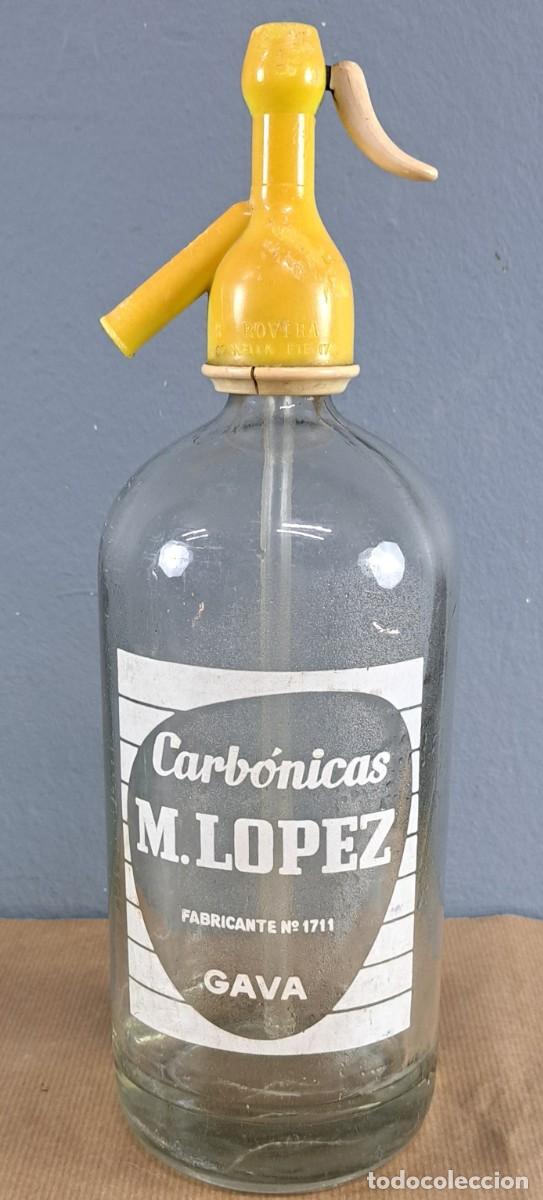 Otras botellas y bebidas antiguas de colecci&oacute;n: Sif&oacute;n Carb&oacute;nicas M. L&oacute;pez, Gav&agrave; (Barcelona), a&ntilde;os 50&ndash;60