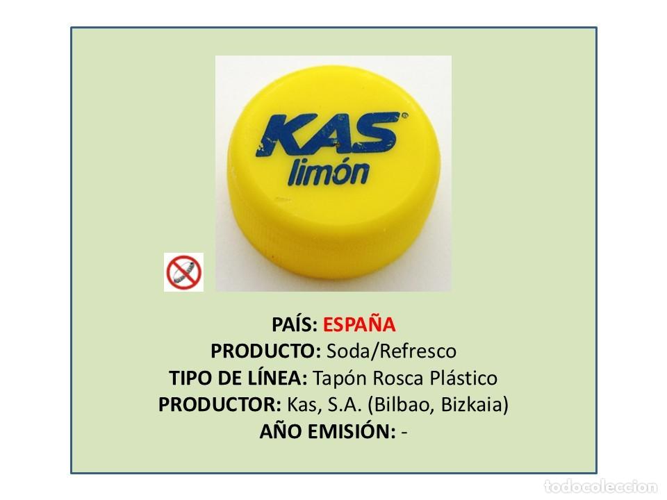 Otras botellas y bebidas antiguas de colecci&oacute;n: TAPON CORONA CAPSULA CHAPA ROSCA PL&Aacute;STICO KAS LIM&Oacute;N (ESPA&Ntilde;A)