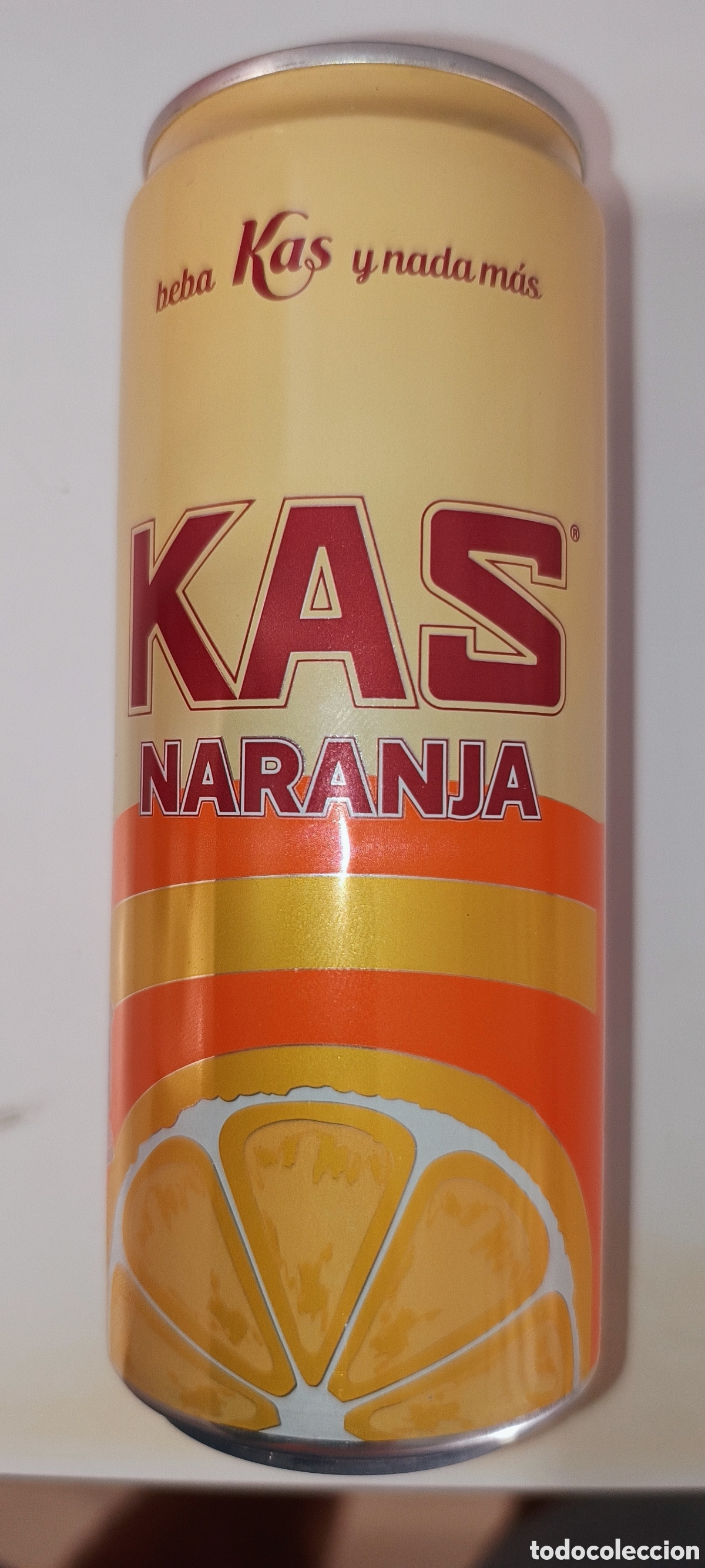 Otras botellas y bebidas antiguas de colecci&oacute;n: Lata de Kas naranja de 1980