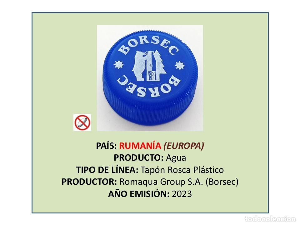 Otras botellas y bebidas antiguas de colecci&oacute;n: TAPON CORONA CAPSULA CHAPA ROSCA PL&Aacute;STICO AGUA BORSEC (RUMAN&Iacute;A)