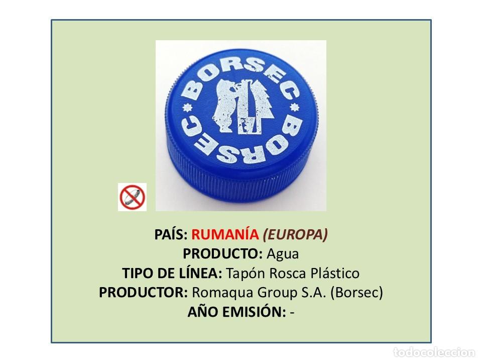 Otras botellas y bebidas antiguas de colecci&oacute;n: TAPON CORONA CAPSULA CHAPA ROSCA PL&Aacute;STICO AGUA BORSEC (RUMAN&Iacute;A)