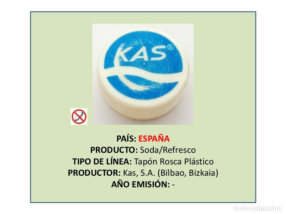 Otras botellas y bebidas antiguas de colecci&oacute;n: TAPON CORONA CAPSULA CHAPA ROSCA PL&Aacute;STICO KAS (ESPA&Ntilde;A)