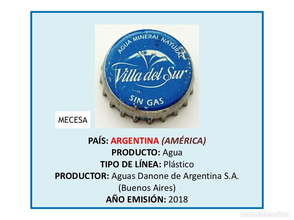 Otras botellas y bebidas antiguas de colecci&oacute;n: TAPON CORONA CAPSULA CHAPA AGUA VILLA DEL SUR SIN GAS (ARGENTINA)