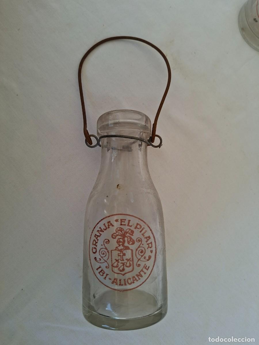 Otras botellas y bebidas antiguas de colecci&oacute;n: 4 BOTELLAS DE LECHE GRANJA EL PILAR IBI ALICANTE