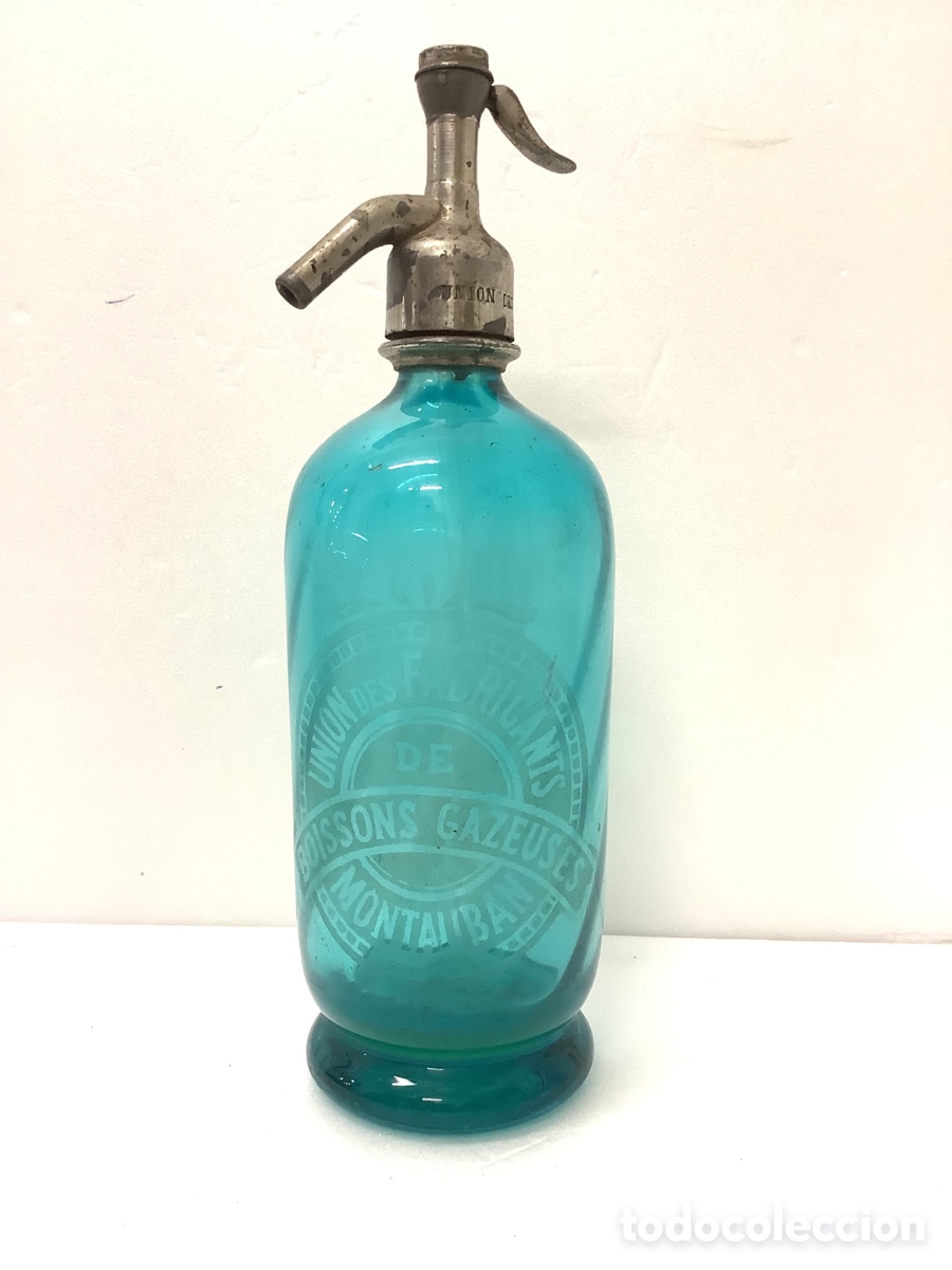 Otras botellas y bebidas antiguas de colecci&oacute;n: ANTIGUO SIF&Oacute;N AZUL FRANCES