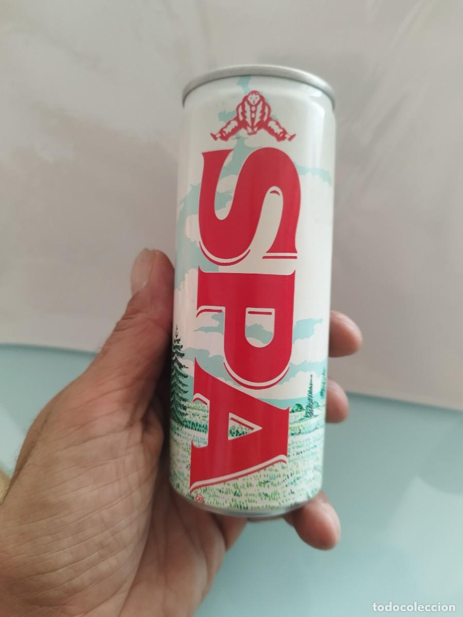 Otras botellas y bebidas antiguas de colecci&oacute;n: Lata vac&iacute;a de con gas Spa Soda Water de la marca belga. A&ntilde;os 90.