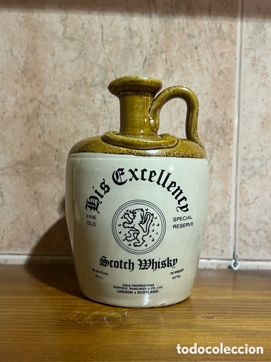 Otras botellas y bebidas antiguas de colecci&oacute;n: JARRA DE CER&Aacute;MICA VINTAGE scotch whisky HIS EXCELLENCY FINE OLD SPECIAL RESERVE.