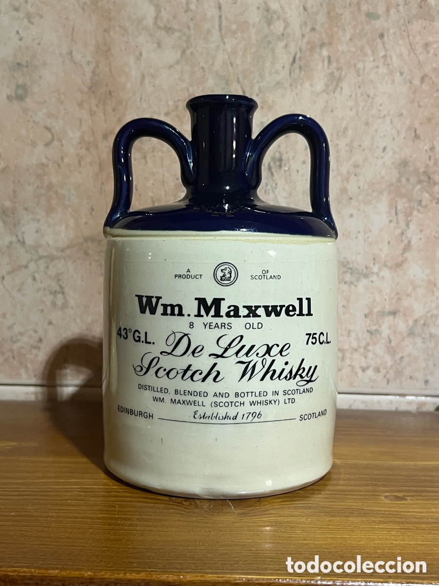 Otras botellas y bebidas antiguas de colecci&oacute;n: JARRA DE CER&Aacute;MICA VINTAGE DE WHISKY Wm. MAXWELL DE LUXE EDINBURGH. Env&iacute;o certificado 8&euro;