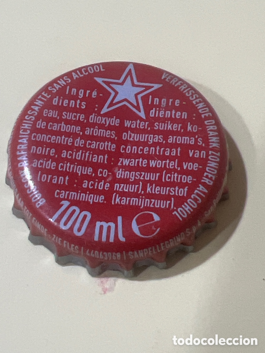 Otras botellas y bebidas antiguas de colecci&oacute;n: T4/X128/M4. CHAPA - Soda/Refresco - SAN PELLEGRINO