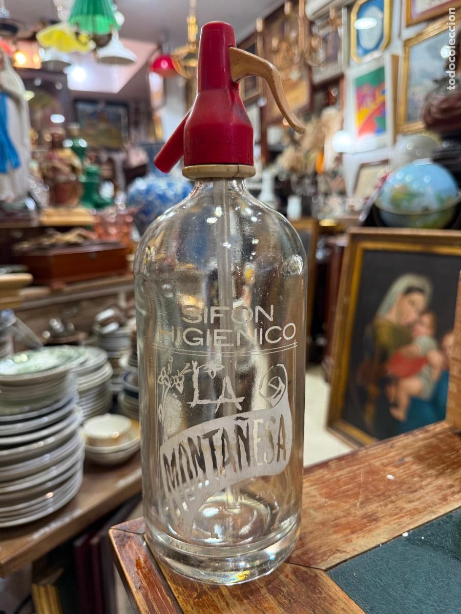 Otras botellas y bebidas antiguas de colecci&oacute;n: ANTIGUO SIFON LA MONTA&Ntilde;ESA DE CADIZ