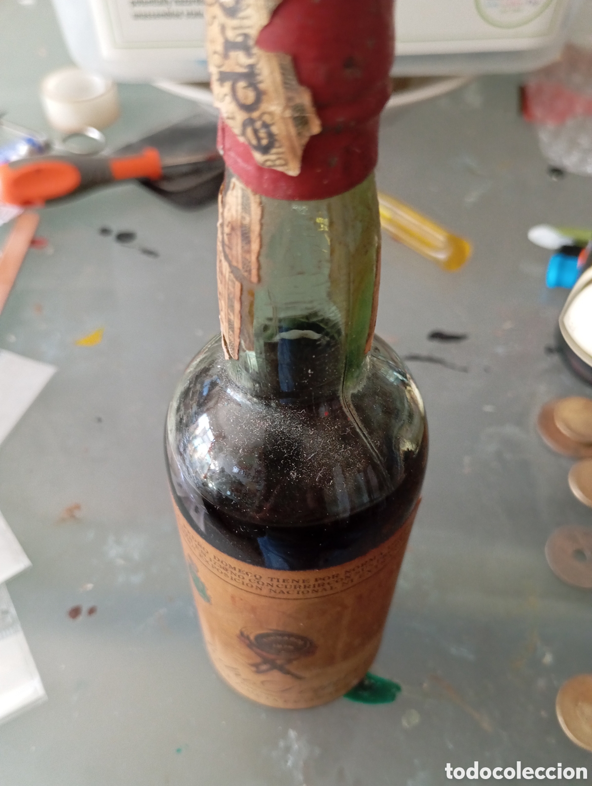 Otras botellas y bebidas antiguas de colecci&oacute;n: antiguio botell&iacute;n Fundador impuesto 2 pts coleccionismo