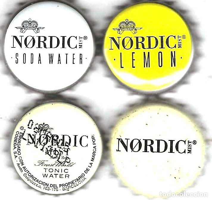 Otras botellas y bebidas antiguas de colecci&oacute;n: 4 CHAPAS TONICA NORDIC