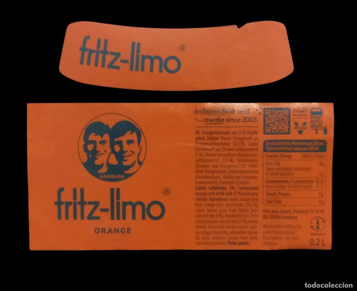 Otras botellas y bebidas antiguas de colecci&oacute;n: ETIQUETAS FRITZ-LIMO ORANGE. REFRESCO DE NARANJA.
