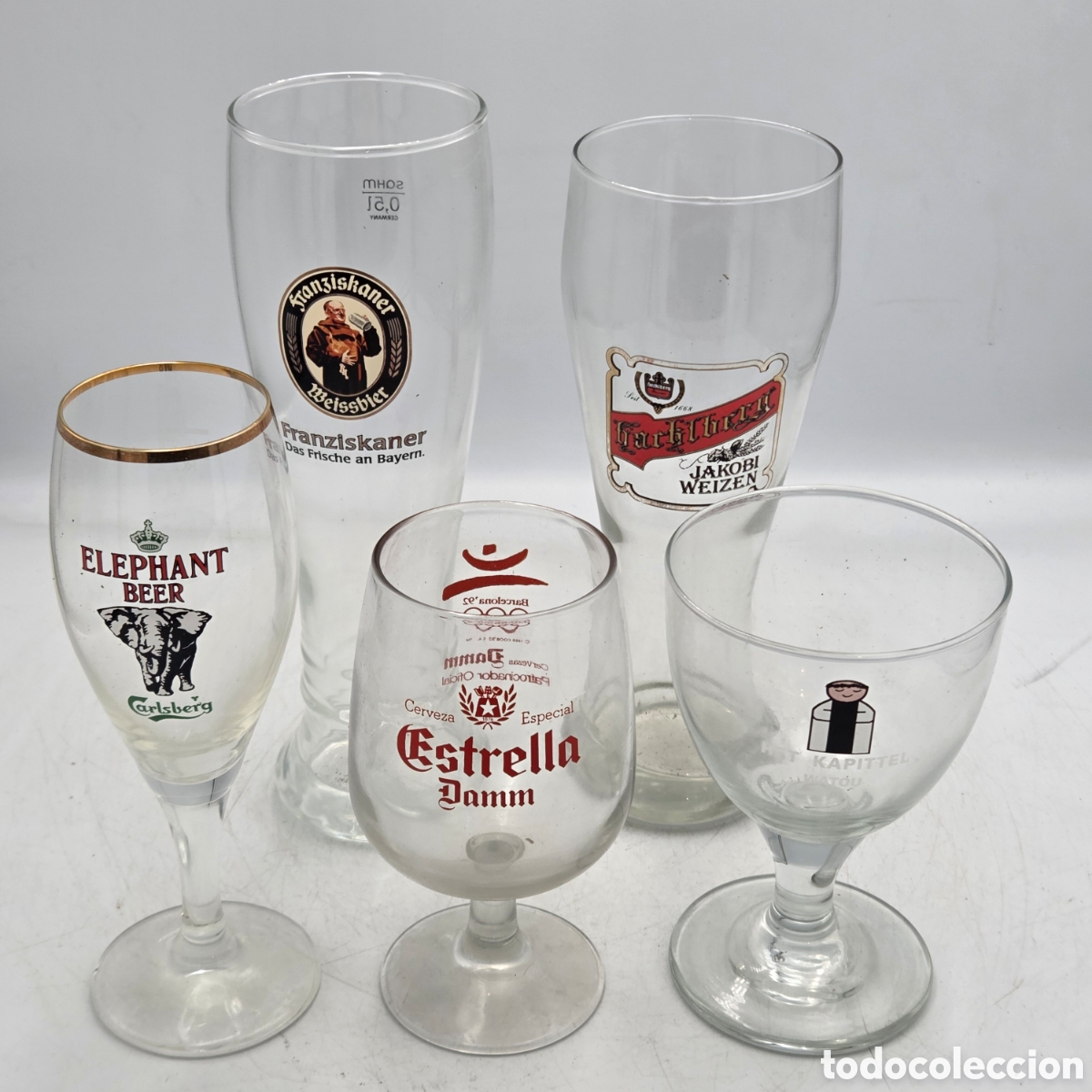 Collectionnisme d'Autres Bouteilles et Boissons : LOTE 5 VASOS DE CERVEZA DIVERSAS MARCAS
