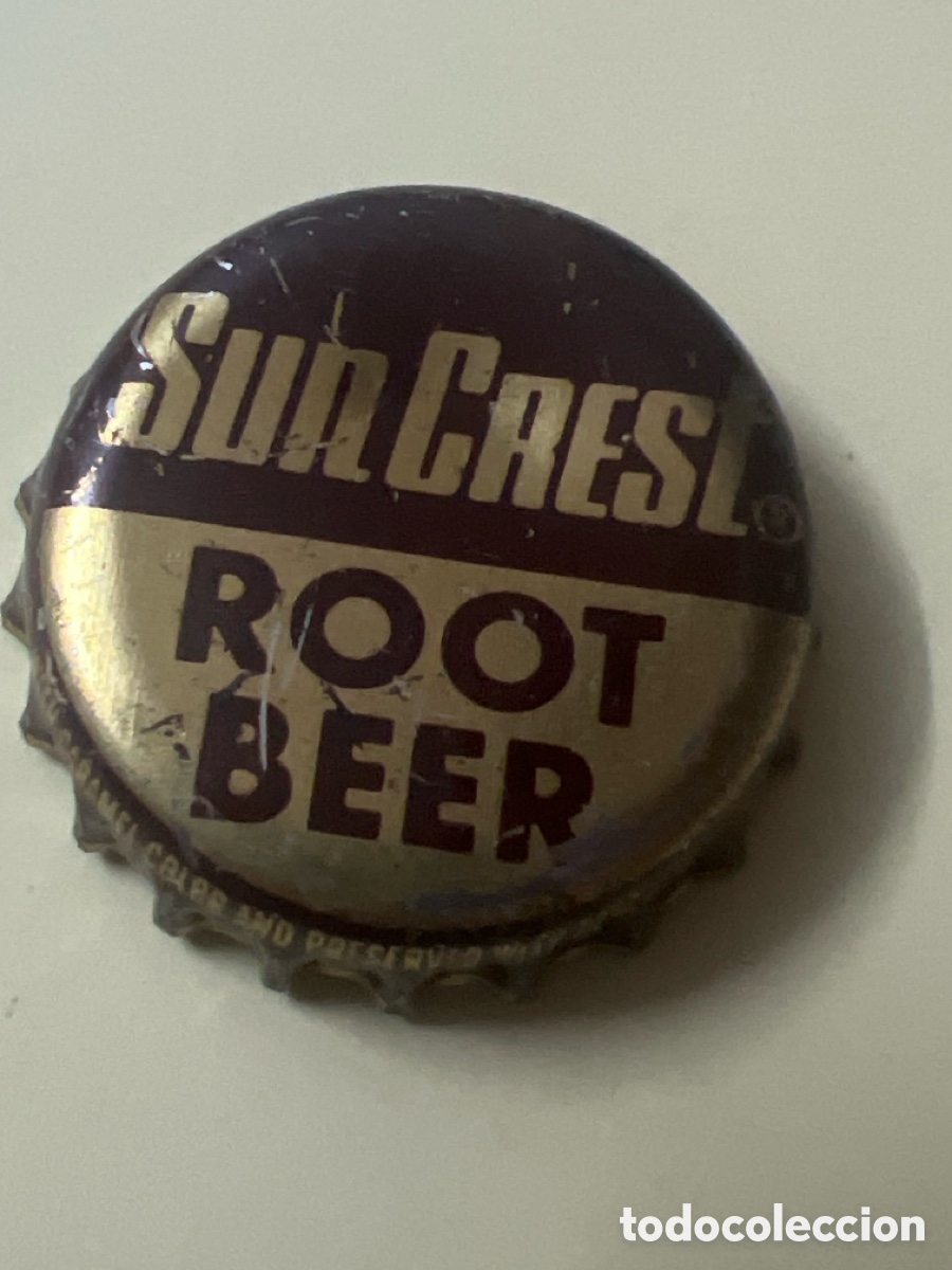 Otras botellas y bebidas antiguas de colecci&oacute;n: T612. CHAPA - Soda/Refresco - Estados Unidos - Sun Crest Root Beer