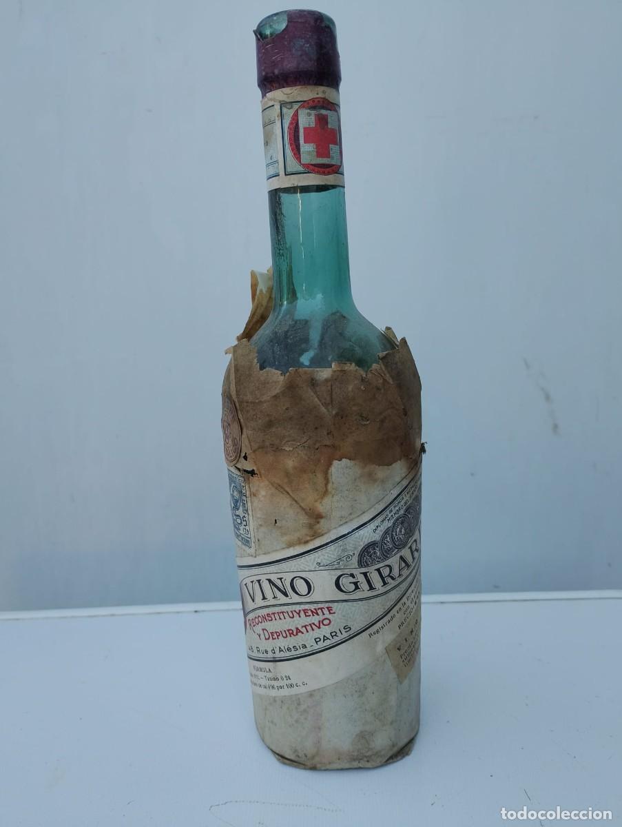 Otras botellas y bebidas antiguas de colecci&oacute;n: Vino Girard, reconstituyente y depurativo. Paris. Botella procedente de almac&eacute;n de farmacia antigua