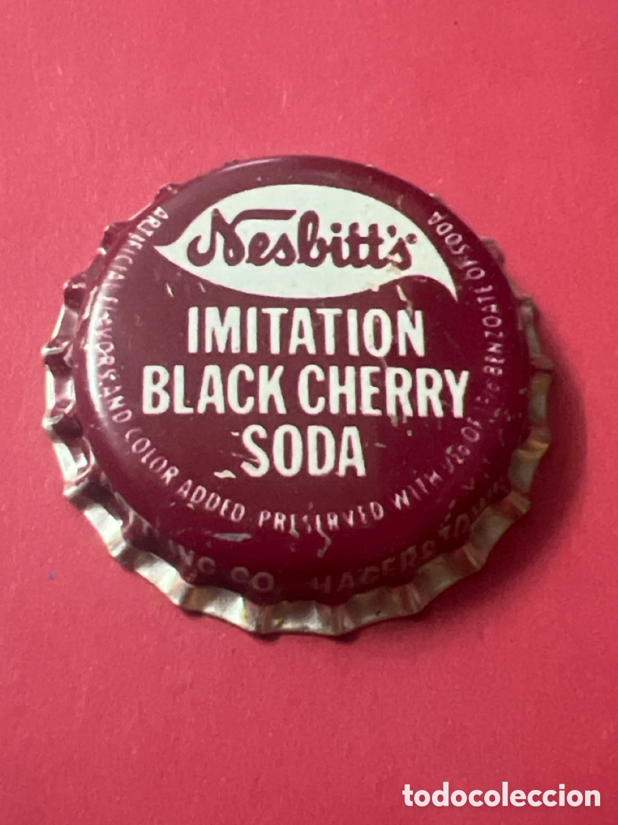 Otras botellas y bebidas antiguas de colecci&oacute;n: T126. CHAPA - Soda/Refresco - Estados Unidos - Nesbitt's Imitation Black Cherry Soda