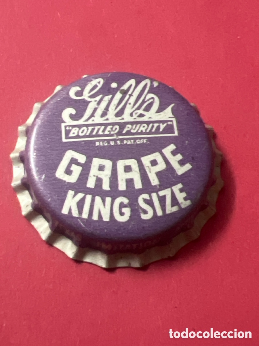 Otras botellas y bebidas antiguas de colecci&oacute;n: B306. CHAPA - Soda/Refresco - Gill's Grape &rdquo;Bottled Purity&rdquo; King Size Reg. U.S. Pat. Off.