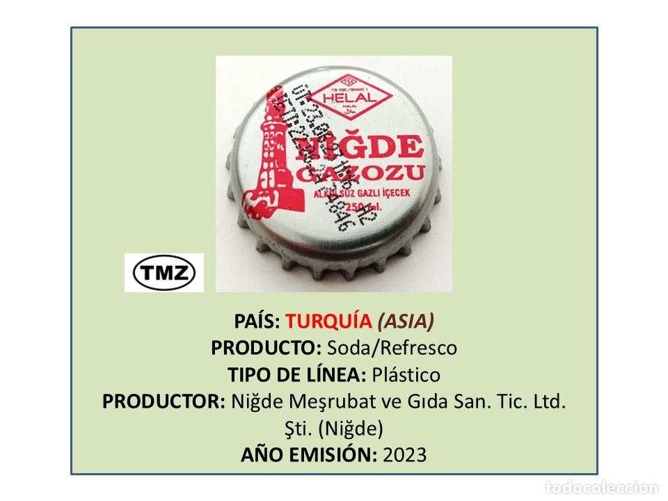 Otras botellas y bebidas antiguas de colecci&oacute;n: TAPON CORONA CAPSULA CHAPA SODA/REFRESCO NIGDE GAZOZU (TURQU&Iacute;A)